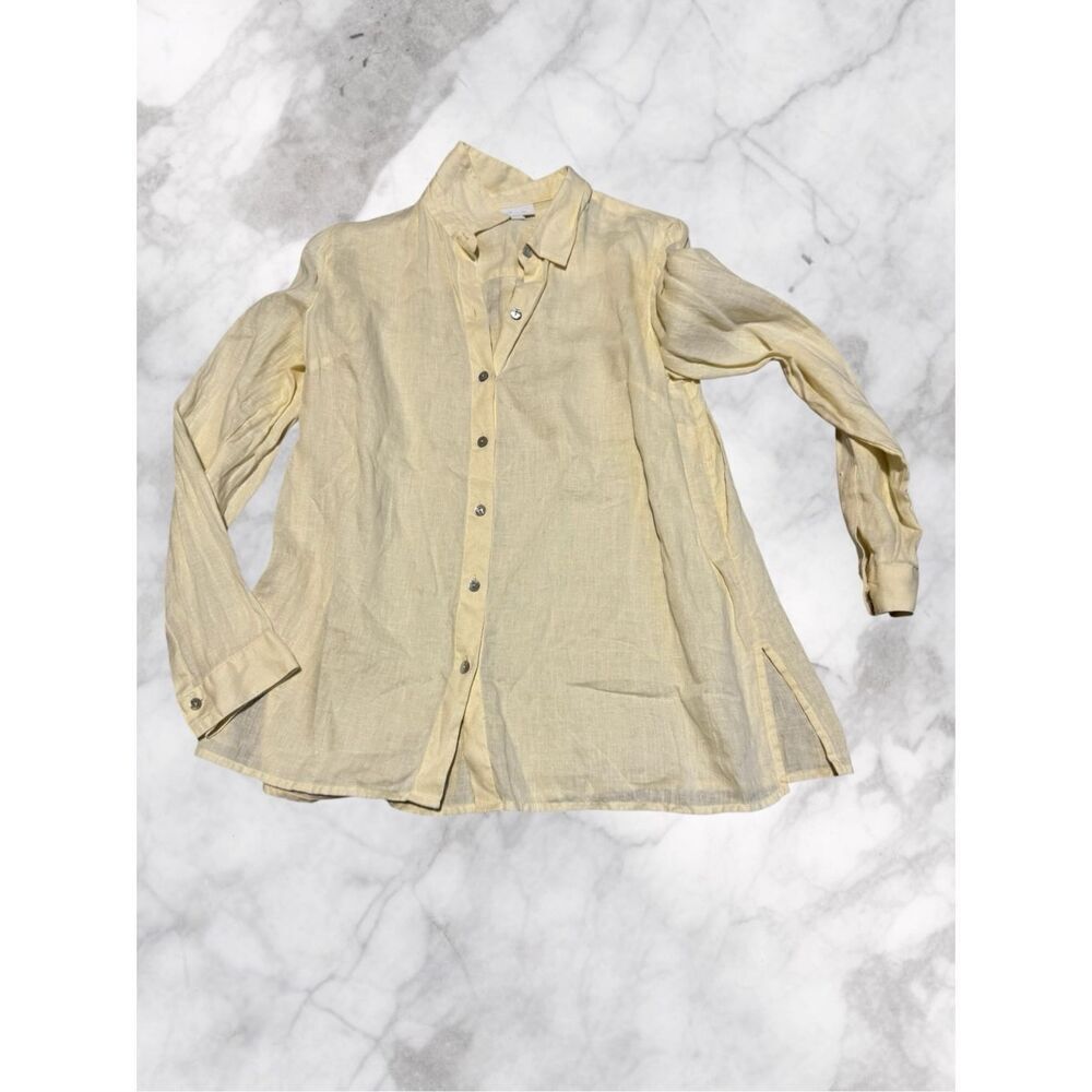 J Jill Yellow Button Up Shirt Size Small